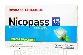 Nicopass 1,5 Mg Pastille Sans Sucre Menthe Fraîcheur Plq/36 à VIC-FEZENSAC